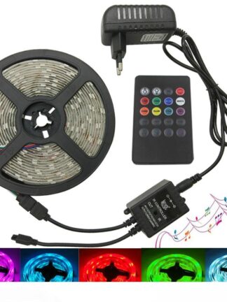 Купить RGB LED Strip Light 5050 SMD 5m 10m Led Light Tape Waterproof RGB diode LED Ribbon Music IR Controller + Power Supply
