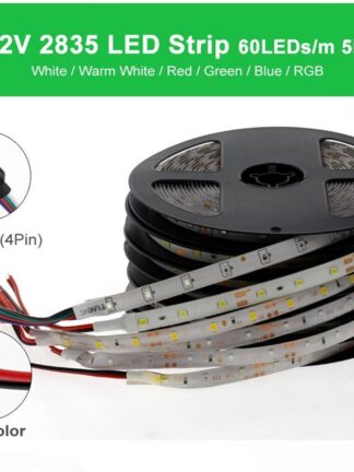 Купить 5M Waterproof RGB Led Strip Light 2835 DC12V 60Leds M Flexible Lighting Ribbon Tape White Warm White Blue Strip