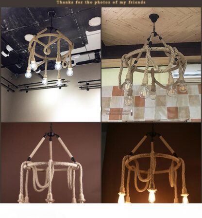 Купить Vintage Hemp Rope Pendant lamp Loft Style 6 8 Lights American Country Vintage Wrought Iron Light Loft Restaurant Light V044