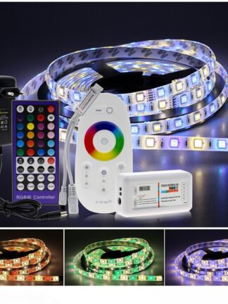 Купить 5050 LED Strip Lights RGB RGBW RGBWW 5M 300LEDs RGB Color Changeable Flexible LED Light + Remote Controller + 12V 3A Power Adapter