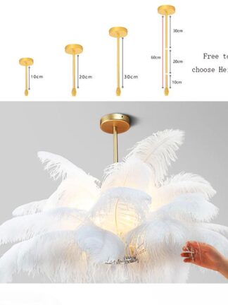 Купить Nordic LD Pendant Lights Natural Ostrich Feather LOFT LED Pendant Lamp Bedroom Living Room Restaurant Lighting Deco Hanging Lamp