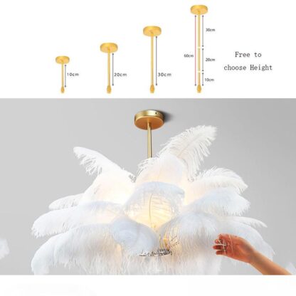 Купить Nordic LD Pendant Lights Natural Ostrich Feather LOFT LED Pendant Lamp Bedroom Living Room Restaurant Lighting Deco Hanging Lamp