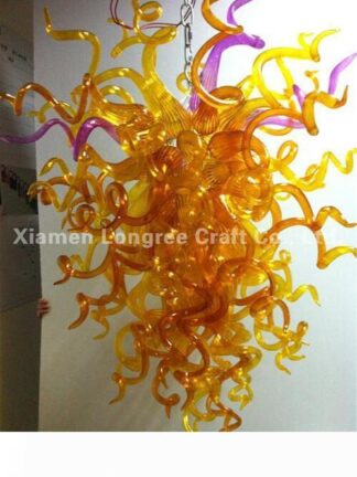 Купить C04-Modern Amber Colored Crystal Cheap Chandelier Custom Made 100% Blown Murano Glass Pendant Lamps for Home Decor