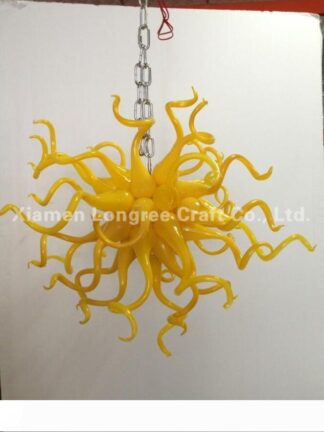 Купить C87-China Factory-outlet Hand Blown Glass Smart Chandelier Light Yellow Murano Glass Crystal Cheap LED AC Hanging Pendant Lamps