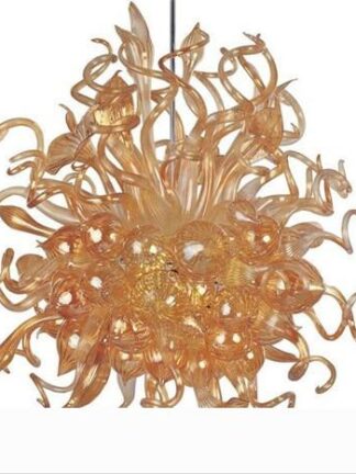 Купить LED Light Source Amber Hand Blown Glass Chain Chandelier AC 110V 120V 220V 240V Murano Art Glass Modern Chandelier