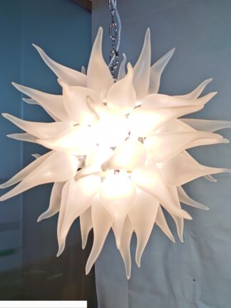 Купить White Chandeliers Flower Lighting Modern Design Hanging Chain Chandelier Pendant Lamps Crystal Murano Glass Lighting Fxiture