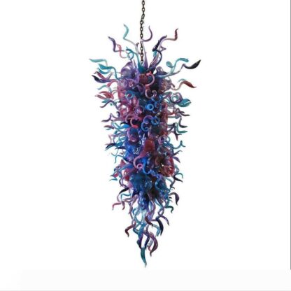 Купить Luxury Large Purple and Blue Color LED Lights European Style New Blown Glass Chandeliers Chain Chandelier Lighting