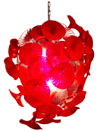 Купить Lamp Elegance Chandeliers Lighting 32'' High Modern Hand Blown Glass Chandelier LED Lights 32" Red Flower Pendant Lamps
