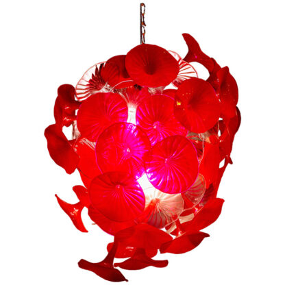 Купить Lamp Elegance Chandeliers Lighting 32'' High Modern Hand Blown Glass Chandelier LED Lights 32" Red Flower Pendant Lamps