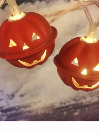 Купить BRELONG 2M 10LEDs Led halloween wrought iron pumpkin grimace bell battery light skull holiday decoration lights string lights