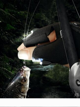 Купить Outdoor Fishing Gloves LED Flashlight Camping Hiking Hiking Rescue Tools Luminous Gloves 2 Lights White Light