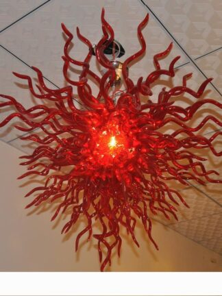 Купить Free Shipping AC Led Bulbs 110v 240v House Decorative Red Hand Blown Glass Flower Vintage Chandelier