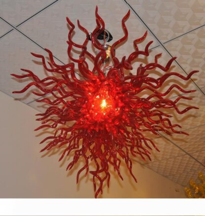 Купить Free Shipping AC Led Bulbs 110v 240v House Decorative Red Hand Blown Glass Flower Vintage Chandelier