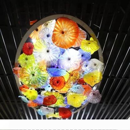 Купить Colored Glass Ceiling Lighting Blown Glass Plates Art Light Contemporary Murano Glass Flower Chandelier for Home Decor