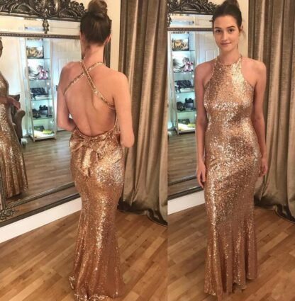 Купить 2022 Sparkling Sequined Mermaid Prom Dresses with Bow Criss Cross Backless Long Evening Gowns robes de soirée