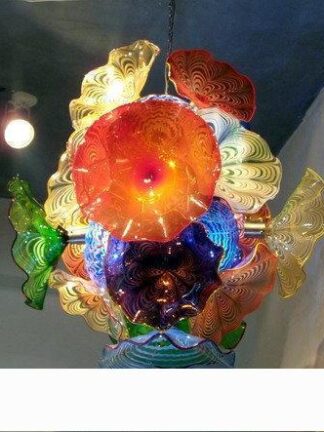 Купить Creative Plate Chandelier Multicolor Modern Art Deco Glass Hanging LED Europe Style Glass Pendant Chandelier