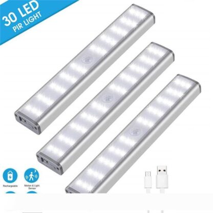Купить 30 LED Rechargeable Closet Light Dimmable Wireless Motion Sensor LED Under Cabinet Lighting For Stair Hallway Cupboard Wardrobe Closet