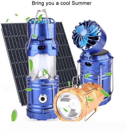 Купить Camping Light Solar Rechargeable Outdoor Fan Multi-function LED Camping Light Portable Emergency Hand Tent Lamp Flashlight