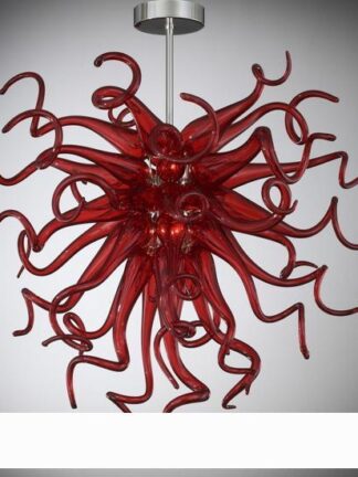 Купить Hot Sale Flower Style Red Stained Style Chandelier Lamp Small Cheap Price Energy Saving Light Source Murano Glass Spherical Shape Chandelier