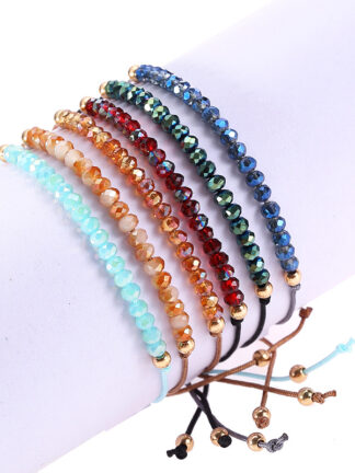Купить Popular Simple Handmade High Quality Colorful Crystal Beads Link Bracelet Lucky Rope Friendship Jewelry Bracelets