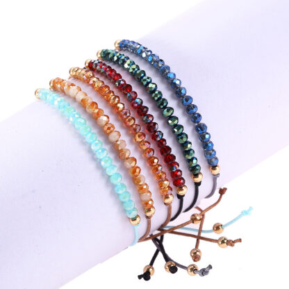 Купить Popular Simple Handmade High Quality Colorful Crystal Beads Link Bracelet Lucky Rope Friendship Jewelry Bracelets