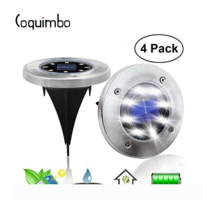 Купить 4pcs Solar Lawn Lamp Stainless Steel Ground Disk Lights Outdoor 8 LEDs Garden Pathway Underground Solar In-Ground Lights