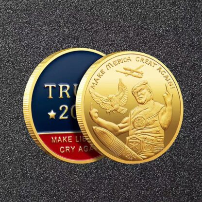 Купить 10PCSNon Magnetic Crafts US President Trump Make American Great Liberals Cry Again Gold Plated Souvenir Coin Metal Gift