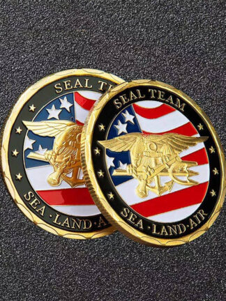 Купить 10PCS Non Magnetic Crafts US Army Gold Plated Souvenir Badge USA Sea Land Air Seal Team Challenge Coins Department Of The Navy Military Coin