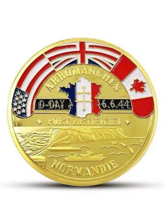 Купить 20PCS Non Magnetic Crafts 1944 The Great War Arromanches Normandy Operation Overlord Military Gold Plated Challenge Coin Original Collection