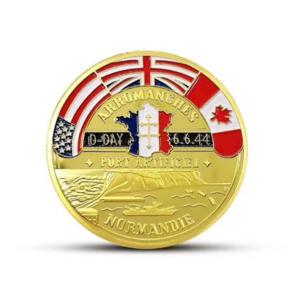 Купить 20PCS Non Magnetic Crafts 1944 The Great War Arromanches Normandy Operation Overlord Military Gold Plated Challenge Coin Original Collection