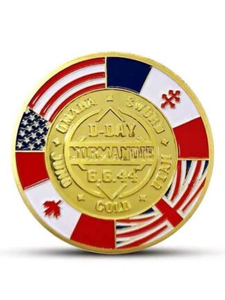 Купить 5pcs Non Magnetic Crafts 1944 The Great War Arromanches Normandy Operation Overlord Military Gold Plated Challenge Coin Original Collection