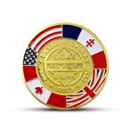 Купить 5pcs Non Magnetic Crafts 1944 The Great War Arromanches Normandy Operation Overlord Military Gold Plated Challenge Coin Original Collection