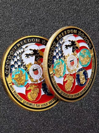 Купить 10PCS Non Magnetic Crafts USA Navy USAF USMC Army Coast Guard Freedom Eagle 24K Gold Plate Rare Challenge Coin Collection