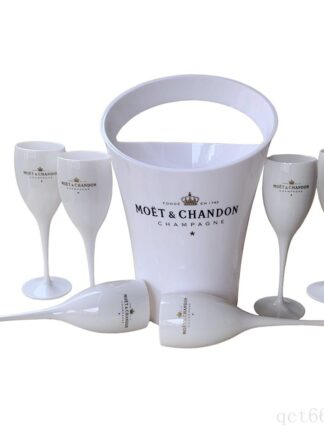 Купить 6 Cups + 1 Bucket Ice Bucket and Wine Glass 3000ml Acrylic Goblets champagne Glasses wedding Wine Bar Party Wine Bottle Cooler
