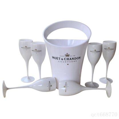 Купить 6 Cups + 1 Bucket Ice Bucket and Wine Glass 3000ml Acrylic Goblets champagne Glasses wedding Wine Bar Party Wine Bottle Cooler