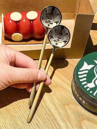 Купить 2021 Starbucks Stainless Steel Coffee Milk Spoon Small Round Dessert Mixing Fruit Spoons Factory Supply