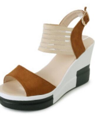 Купить 2021 Woman Leather Vintage Sandals Female Hollow Out Wedges Platform Shoes Plus Size Women Summer Slip On Retro Moccasins