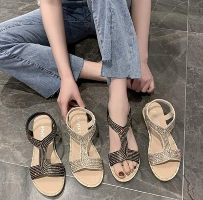 Купить 2021 Summer Striped Platform Sandals Wedges Women Hemp Cross Women's Espadrilles Casual Slip On Suede