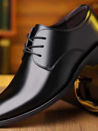 Купить 2022 spring and autumn leather shoes male youth dress business casual inside increase marriage work soft sole single