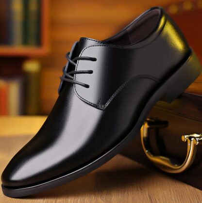 Купить 2022 spring and autumn leather shoes male youth dress business casual inside increase marriage work soft sole single