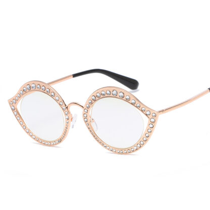 Купить fashion metal sunglasses for lady 2021 diamond frame decorative sun glasses womens lipshaped cat eye eyewear