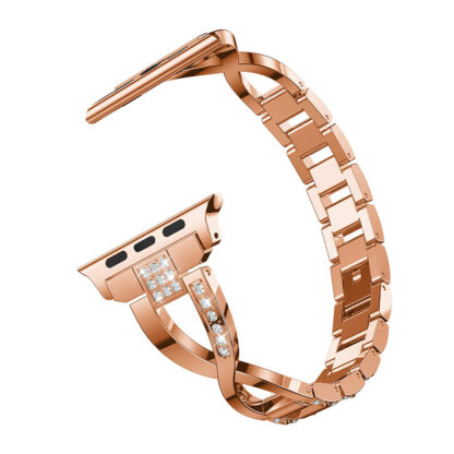 Купить Girls/Women Fashion Diamond Strap for Apple Watch Band Series 6/SE/5/4/3/2 Steel X Pattern Bracelet for iWatch 40mm 44mm 38/42mm