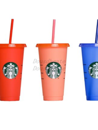 Купить 24oz Starbucks Color Changing Tumblers Mugs Plastic Drinking Juice With Lip And Straw Magic Coffee Cups 1