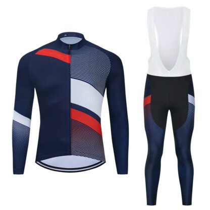 Купить 2021 Men's Long Sleeve Cycling Jersey Bike Bib Pants Set Shirt Coats Tights Kits Spring and Autumn Or Winter Style