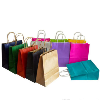 Купить Shopping Bags Kraft Paper Multifunction High Quality soft colorful bag with handles Festival Gift Packaging 21x15x8cm ship fast