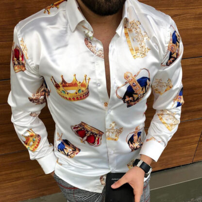 Купить Plus Size 2XL Men's Casual vintage Shirts Long Sleeve Autumn Hawaiian Shirt Skinny Fit Various Pattern Man Clothes Cardigan Blouse