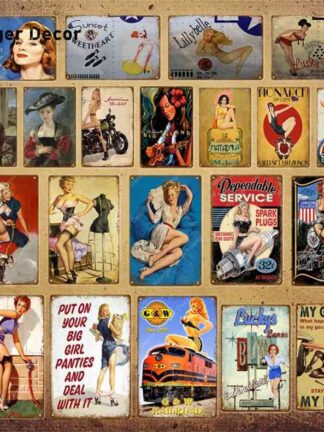 Купить American Poster Pin Up Girl Funny Lady Tin Sign Wall Decoration Plaque Pub Cafe Bar Party Club Vintage Metal Painting YI-078