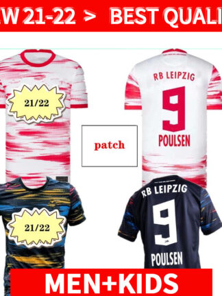 Купить 21 22 Player version Leipziges Soccer Jersey home red SZOBOSZLAI HEE-CHAN RBL 2021 2022 Football t-shirts KONATE SABITZER KLUIVERT POULSEN HALSTENBERG Men+Kids