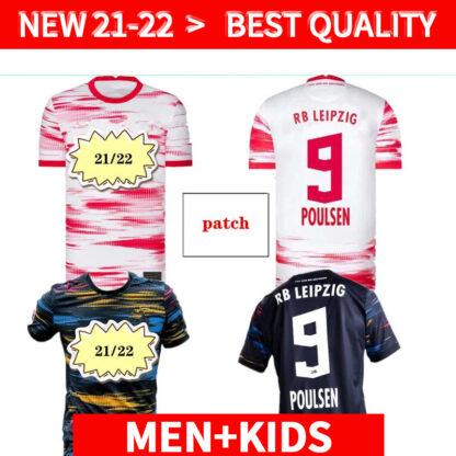 Купить 21 22 Player version Leipziges Soccer Jersey home red SZOBOSZLAI HEE-CHAN RBL 2021 2022 Football t-shirts KONATE SABITZER KLUIVERT POULSEN HALSTENBERG Men+Kids