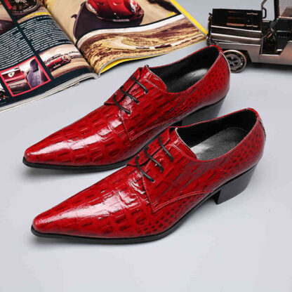 Купить genuine Dress hombre Shoes Zapato leather shoes of men dressed in red printing rentals to business office men's Italian wedding 1GMR